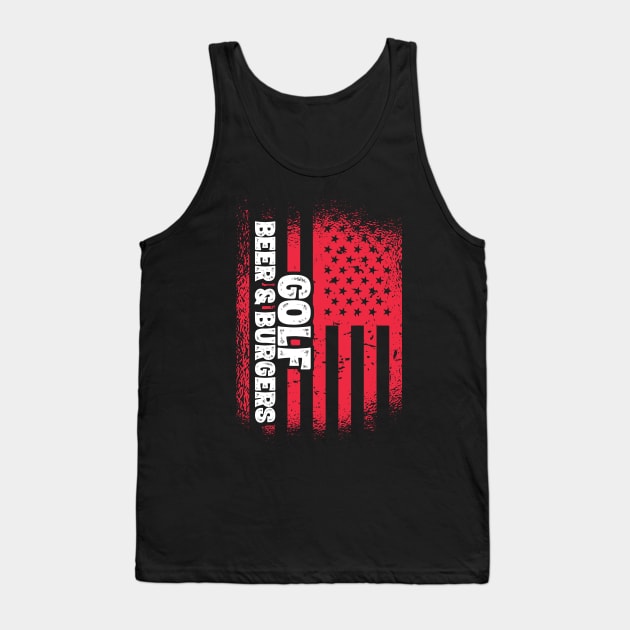 Golf Beer And Burgers - US Flag design Tank Top by theodoros20